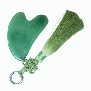 Traditional Chinese Style Green Aventurine Guasha Scraper with Handmade Knot Pendant, Healing Gemstone Face Lifting Massager - Product Image 6