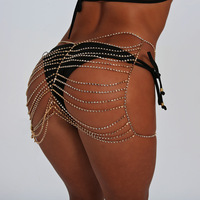 Nouvelle Chaîne de Corps Fine pour la Taille, Bijou de Ventre, Chaîne de Corps Sexy pour la Nuit, Short Creux en Strass, Chaîne de Corps Bikini pour Femme