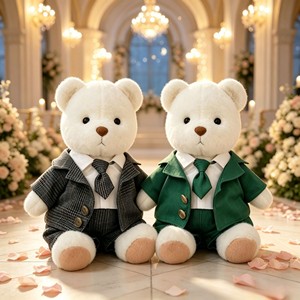 [Solo Ropa] Conjunto de Ropa para Muñeco de Peluche de 30 cm, Traje de Caballero con Cuadros Grises y Conjunto de Traje Formal - Product Image 6