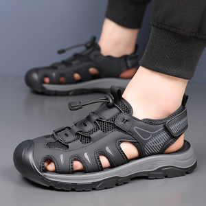 Sandales d'extérieur en maille pour hommes, à bout ouvert, respirantes, décontractées, à enfiler, avec semelle en caoutchouc, pour la randonnée - Product Image 2