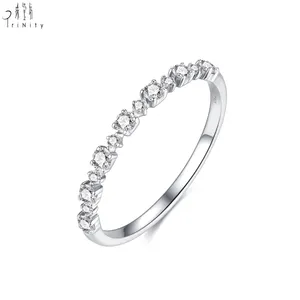 Fashion Jewellery Trendy Design 18K Rose Gold Diamond Ring Half Eternity Band Ring