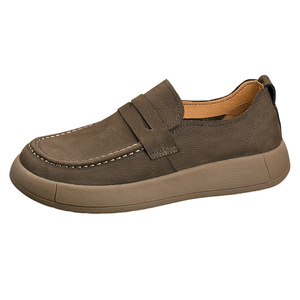 Albion Loafers Genuine Leather <b>Round</b> Toe Slip-On <b>Cushioned</b> Office Career Men's Dress Shoes - Product Image 4