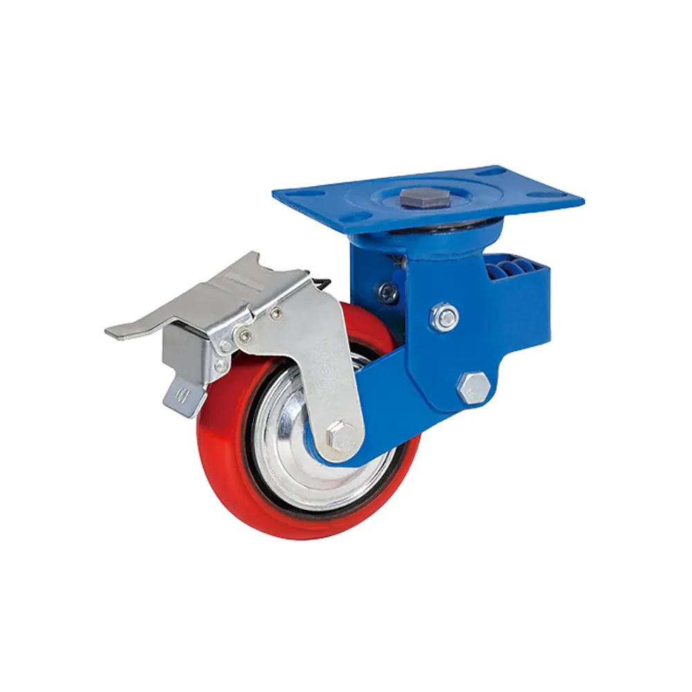 Heavy duty industrial 6inch 8inch pu spring loaded castors retractable caster 300kg