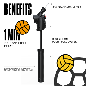 Bomba de Aire Manual con Manómetro para Balones de Baloncesto, Fútbol, Voleibol, con Agujas, Doble Acción, Inflador Portátil, Venta al Por Mayor - Product Image 3