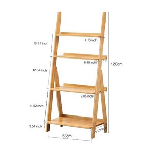 Ladder Shelf 4 Tier Wood <b>Storage</b> <b>Unit</b> For Living Room Standing Type Neatening Organizer - Product Image 2