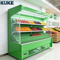 Commerciële luchtgordijn-koelkast met ingebouwde LED-verlichting, eenvoudig te reinigen, voor kaas, fruit en gemarineerd vlees