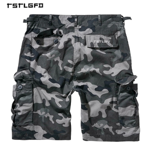 Shorts cargo camouflage pour hommes OEM ODM, grandes poches, respirants, boutons brodés, sergé de coton, mi-longs, vêtements tactiques - Product Image 5