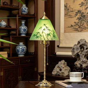Chinese Style Bamboo Charm All <b>Copper</b> <b>Table</b> Lamp E27 LED Eye Caring Bedroom Study Tea Room Atmosphere Lamp - Product Image 1