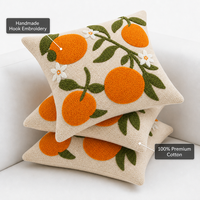 Housse de coussin Sanhome à motif orange brodé, faite à la main, en polyester tufté, pour canapé de salon, vente en gros OEM