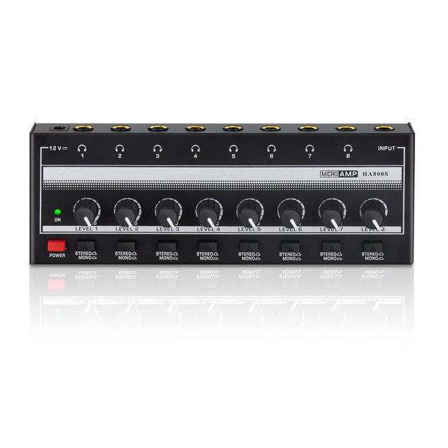 Ultra-Compact 8-Channel HA800A Headphone Amplifier Headphone Audio HA800 Stereo Audio Amplifier Mixer for Outdoor Performance