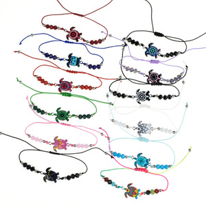 Braccialetto intrecciato di fascini animali della <span class=keywords><strong>tartaruga</strong></span> della boemia 12 pz/set per i gioielli della cavigliera di Yoga della catena della corda regolabile del branello di cristallo del bambino delle donne - Product Image 4