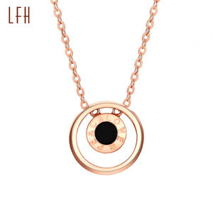 Collar con Colgante Redondo de Oro Rosa Puro de 18k al por Mayor, Blanco y Negro de 2 Caras, Joyería de Oro Saudí, Empeñable, Oro Real de 18k - Product Image 1