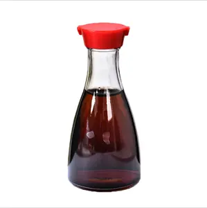 Großhandel esstisch glas stopper-150ml esstisch würze küche sesamöl topf sojasauce essig glas flasche mit kunststoff rote kappe
