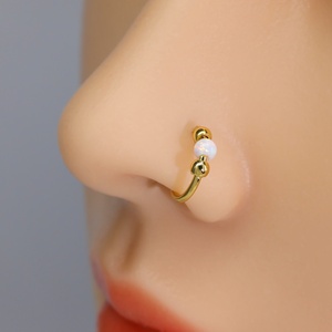 Anneau de nez, <span class=keywords><strong>piercing</strong></span> de septum et boucles d'oreilles en zircon 18G de 8mm/10mm pour femme, en acier inoxydable chirurgical 316L doré, cadeau de mariage - Product Image 5