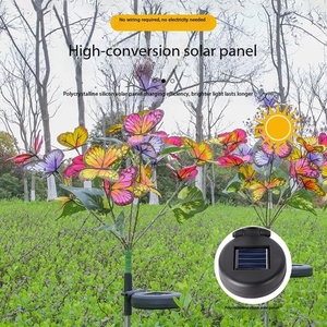 Nuevo diseño al aire libre impermeable decorativo Solar jardín mariposa flor césped luces para Patio terraza acceso - Product Image 6