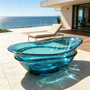 <span class=keywords><strong>Baignoire</strong></span> autoportante de luxe en résine transparente ambrée, forme ondulée, finition cristalline, pour villa, salle de bain design - Product Image 3