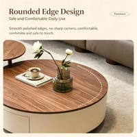 Ensemble de table basse moderne en bois de manguier massif avec plateau en verre trempé, écologique, durable, aspect haut de gamme pour les petits appartements