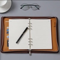 Carnet format A5 avec reliure à 6 anneaux, agenda en cuir PU, 60 pages intérieures, style couverture rigide, reliure à feuilles mobiles
