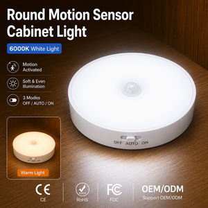 Motion Sensor LED Night Light <b>Battery</b> Operated Cordless Magnetic Wall Light for Bedroom Stairway Closet Hallway Warm White - Product Image 1