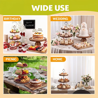 Plateau à dessert en bois écologique avec support pour gobelets, idéal pour les mariages, les fêtes et les événements - Qualité alimentaire