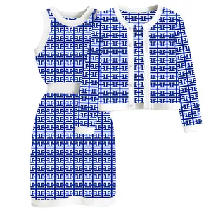 Pullover Hersteller Maßgeschneidertes Damen-Kleid Cardigan Set Sorority Strickjacke Elegante Damen 2-Teilige Pullover Sets - Product Image 5