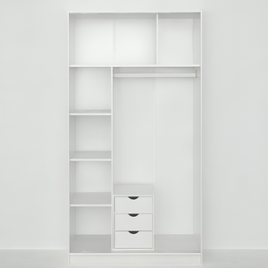 <span class=keywords><strong>Armoire</strong></span> avec 3 tiroirs, 3 stratifiés, 1 tringle à vêtements, 200 * Largeur 140 * <span class=keywords><strong>Profondeur</strong></span> <span class=keywords><strong>40</strong></span> cm, Blanc - Product Image 2