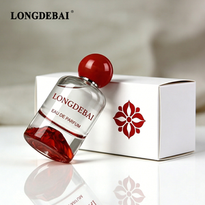 Flacons de parfum ronds en verre avec logo personnalisé, design Volcan Doré, vides, 30ml, 50ml, 100ml, avec bouchon à bille en plastique - Product Image 2