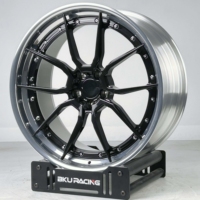 Jantes forgées Bku en 2 parties 5x112 compatibles avec Mercedes C63 S W205 W206 E63 BS CLS63 S63 19 20 21 pouces, finition noire brillante, jantes en alliage concaves