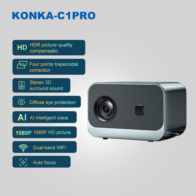 New Arrivals C1PRO Projector Auto Focus Support FHD 1080P Smart Video Projector for Home Theater