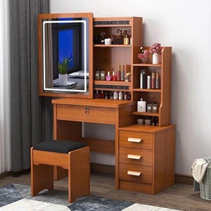 Modern <b>Vanity</b> Bedroom Furniture with 4 Drawers Wood White Lighted Standing <b>Mirrored</b> Dresser for Hotel Apartment Living Room - Product Image 6