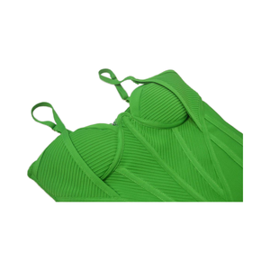 Moda europea americana traspirante estate pieghettato per abito a fascia in tinta unita tessuto crêpe scollo all'americana abito da giorno - Product Image 6