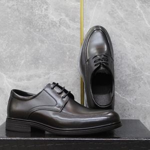 Business Leather <b>Shoes</b>-breathable High-end Top-grade Raw Cowhide Formal Casual Derby <b>Shoes</b> Soft Soles <b>Height</b> <b>Increasing</b> Lace-up - Product Image 1