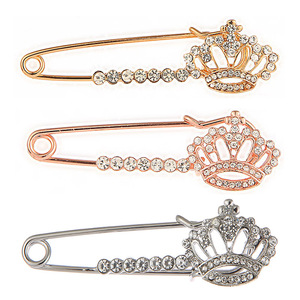 Broche DE CORONA DE CRISTAL <span class=keywords><strong>Etiqueta</strong></span> Correa Pin accesorios Rhinestone Safe Pin hijab bufanda broche alfileres - Product Image 1