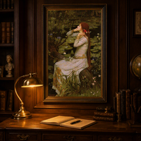 Peinture à l'huile artisanale sur toile 65x110cm, reproduction d'art classique Waterhouse Ophelia, portrait de femme noble, décoration murale