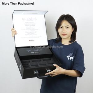 Crown Win Custom Eco-Friendly Recycled Materials Rigid Gift <b>Box</b> Magnetic Closure Colorful Design White/<b>Black</b> EVA Metal Handle - Product Image 2