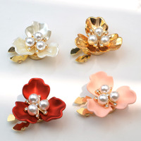 Mancuernillas con Cubierta de Botón de Perlas y Diamantes de Imitación Florales, Reutilizables, de Metal, con Diseño de Flor, para Camisas y Trajes