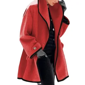 Mantel wol pria wanita, mantel musim dingin kain regang kualitas tinggi untuk lelaki perempuan