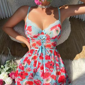 Best Selling <b>Perspective</b> Lace Women's Lingerie Set Hot Exotic Floral Print Bra and Panty Set - Product Image 4