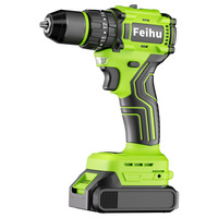 Perceuse sans fil 21V à couple élevé, moteur à balais, batterie lithium portable, visseuse électrique 10mm max, pour bois, métal, réparation domestique, 45Nm max