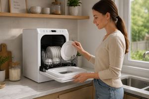 Lave-vaisselle portable de comptoir avec réservoir d'eau de 2 L, lavage à haute température, séchage à air chaud PTC pour la cuisine à domicile - Product Image 4