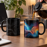 Mug en céramique à changement de couleur réactif à la chaleur, logo personnalisé, mug magique en céramique, révélation de la couleur avec de l'eau chaude