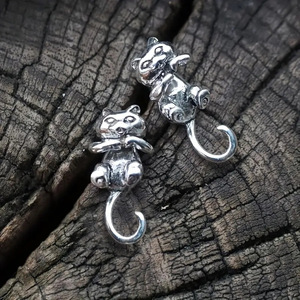 Orecchini a perno a forma di gatto carino per donna, con forma animale mobile, accessori per l'orecchio da indossare tutti i giorni - Product Image 6