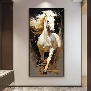 Tableau encadré en porcelaine de cristal Xuan Guang, motif cheval, pour entrée de maison, murale de salon, peinture lumineuse moderne, collection Cheval Arrives Succès - Product Image 1
