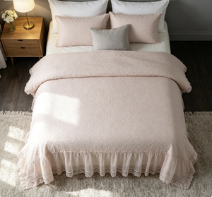 ROOM99 Molly Couvre-<span class=keywords><strong>lit</strong></span> élégant <span class=keywords><strong>rose</strong></span> <span class=keywords><strong>poudré</strong></span> 200x220cm, utilisation domestique, couverture <span class=keywords><strong>de</strong></span> canapé polyvalente, couverture matelassée - Product Image 2