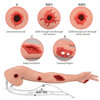 Simulateur de bras réaliste en silicone pour plaies traumatiques, modèle anatomique avec système de fluides pour la formation aux interventions d'urgence TCCC EMT PHEC