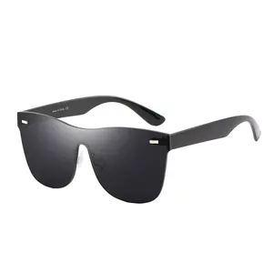 Hochwertige einteilige Sonnenbrille mit flacher Linse aus Kunststoff für Männer