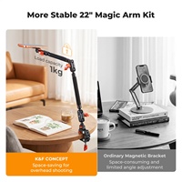 K&F Concept TQ52 22 Inch Magic Gloves Arm Clamp Kit Overhead Desk Camera Mount untuk Ponsel dan Kamera Aksi