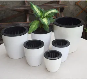 Deepbang – petits Pots de fleurs en plastique blancs de grande taille à arrosage automatique et à absorption automatique