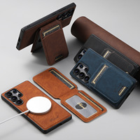 Étui de téléphone magnétique en cuir avec fente pour cartes, vente chaude, pour Samsung Galaxy S24 S23 22 Ultra, étui de téléphone en cuir artificiel