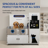 Machine de lavage et de séchage pour animaux de compagnie en acier inoxydable de luxe pour salle de bain, avec panneau de commande intelligent pour chats et chiens